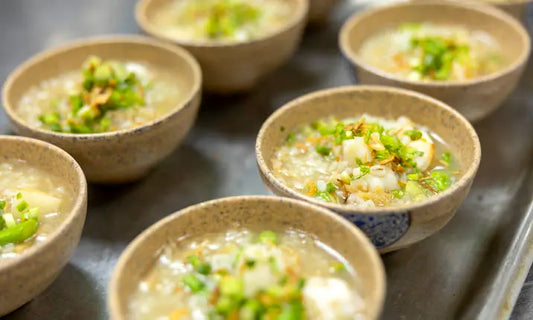 Barley infused Porridge with Prawn, Seaweed and Vegetables