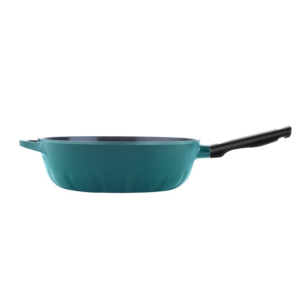 Corningware Retroflam Wok 30cm with Glass Lid - Green Emerald