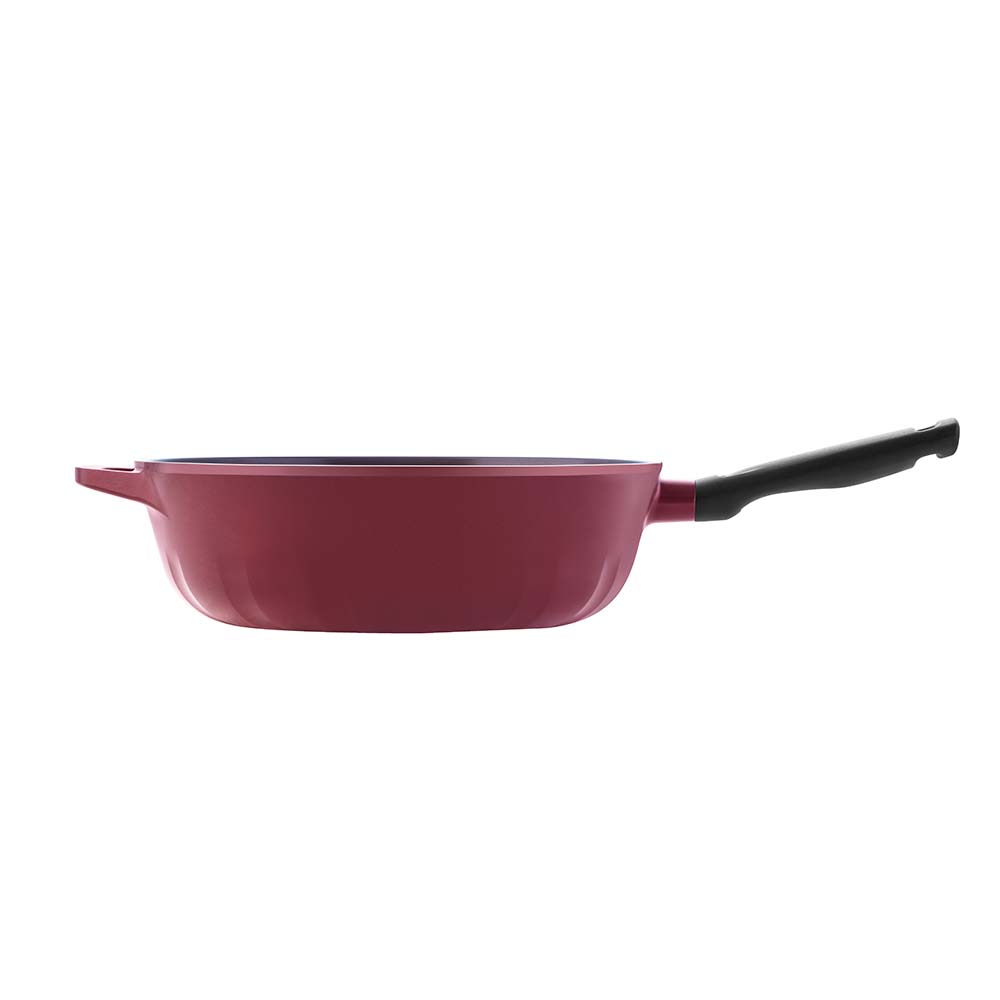Corningware Retroflam Wok 30cm with Glass Lid - Red Ruby