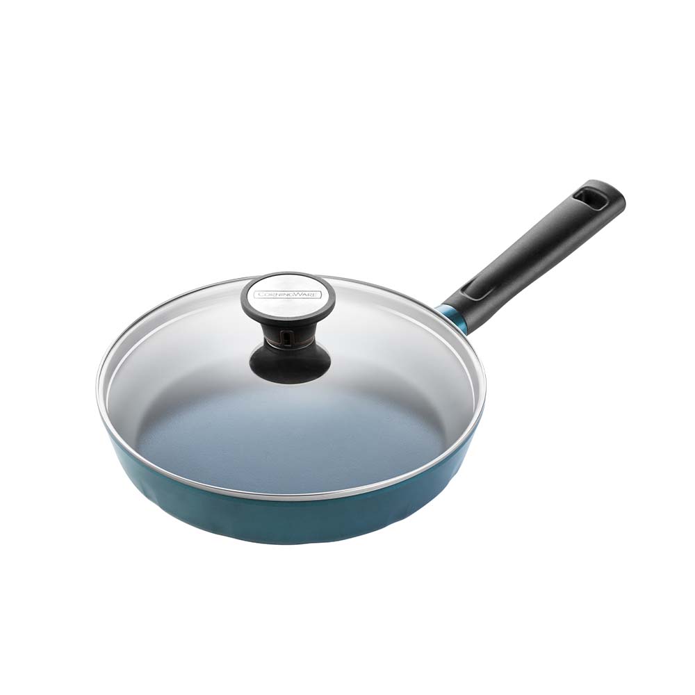 Corningware Retroflam Fry Pan 24cm with Glass Lid - Green Emerald