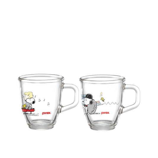 Pyrex Clear Mug 2pc Set - Snoopy Colourful