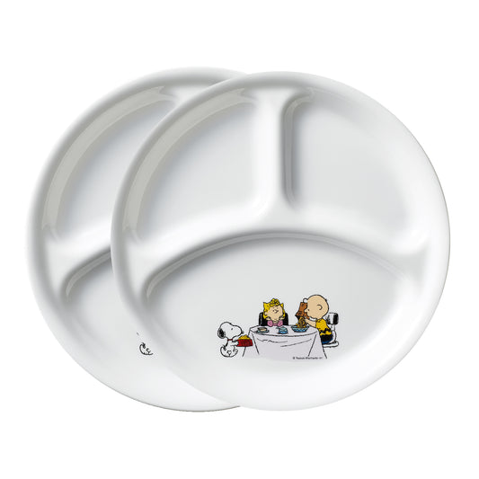 Corelle Divided Dish 26cm 2pc Set- Snoopy Colourful