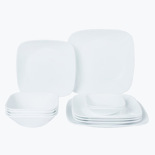Corelle Square Round Dinnerware 12pc Set  - Winter Frost White