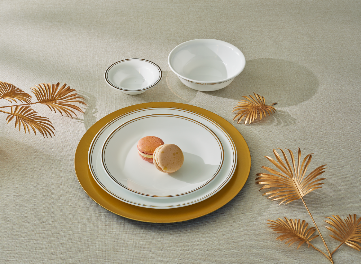 Corelle Dinner Plate Set 26cm 4pc Set Market Street Gold