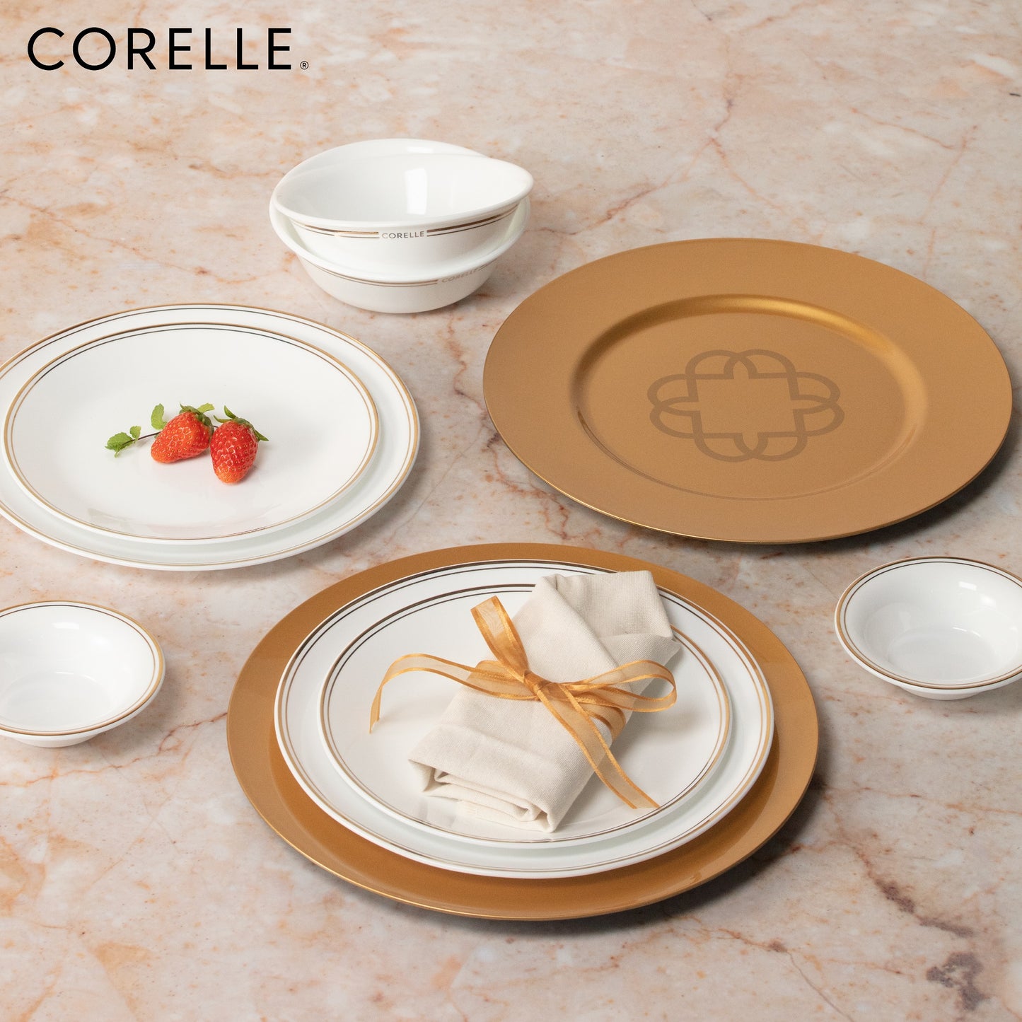Corelle Dinner Plate Set 26cm 4pc Set - Market Street Gold